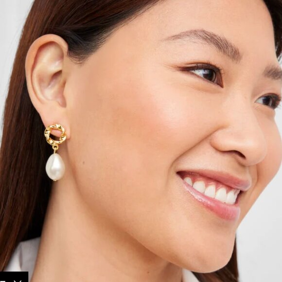 NWT Talbots Gold Drop Earrings Set Celestial Cubic Zirconia Bauble Pearl Bundle - Picture 10 of 10